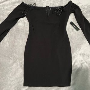 Lulus Black Off-the-Shoulder Bodycon Dress